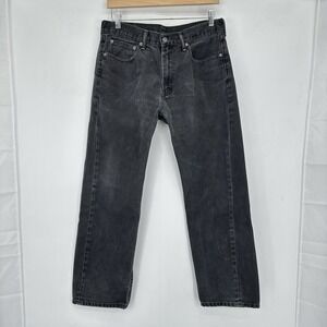 Levi's 505 Men's Black Straight Jeans Tag 33x30 Actual 31x27.5 Cotton Distressed